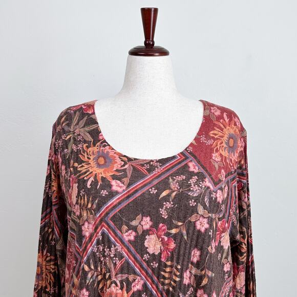 Soft Surroundings Floral Rib Knit Scoop Neck Top - Picture 5 of 9